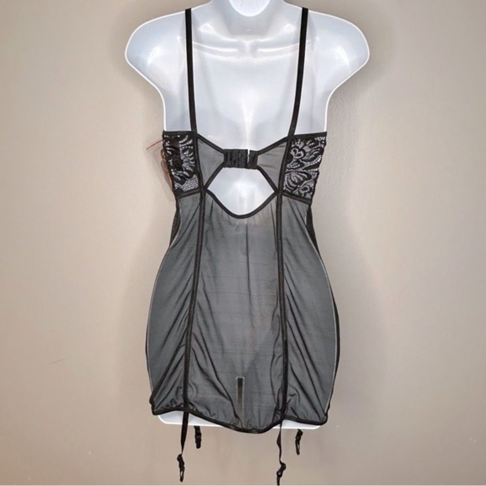 Dreamgirl Black Babydoll Bustier Garter Lingerie Size M‎ NWT - Picture 4 of 12